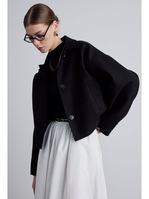 Siyah Dori Kısa Kaşe Kaban