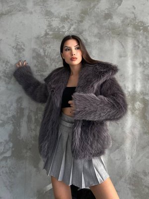 Antrasit Oversize Kürk Kaban