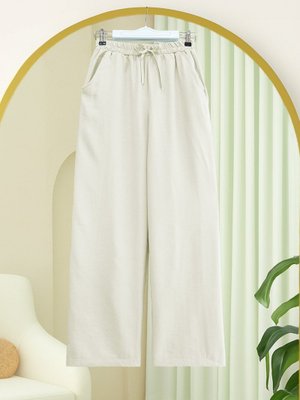 Taş Beli Lastikli Bağcık Detaylı Cepli Bol Paça Tensel Pantolon