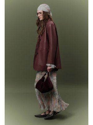 Retro Deri Ceket Gülkurusu Retro Deri Ceket Gülkurusu