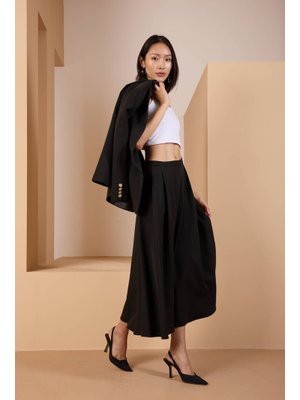 Siyah Salaş Kesim Dokuma Etek Siyah Salaş Kesim Dokuma Etek