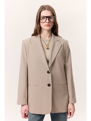Klasik Kapamalı Blazer Ceket Taş Klasik Kapamalı Blazer Ceket Taş
