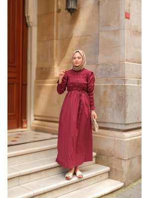 Bordo Gipeli Elbise Bordo Gipeli Elbise