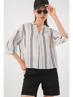 Taş Çizgili Oversize Bluz Taş Çizgili Oversize Bluz