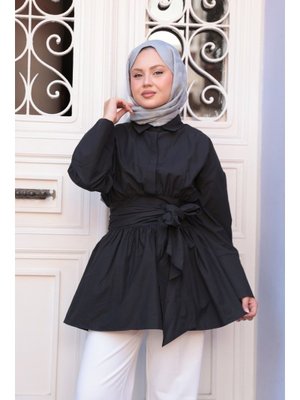 Siyah Bali Poplin Gömlek