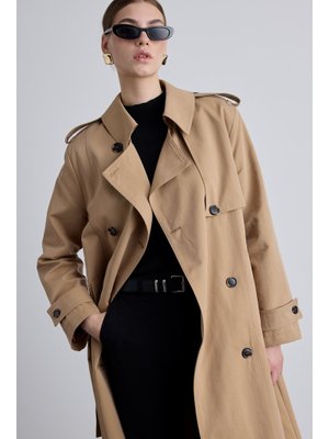 Camel Anıka Kruvaze Kemerli Trençkot Camel Anıka Kruvaze Kemerli Trençkot