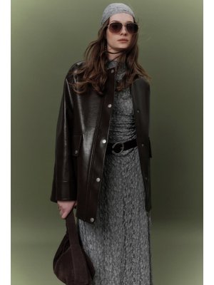 Kahverengi Halsey Dokulu Deri Ceket Kahverengi Halsey Dokulu Deri Ceket