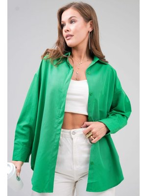 Yeşil Basic Oversize Gömlek Yeşil Basic Oversize Gömlek