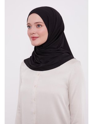 Siyah Renk Şal Görünümlü Hazır Pratik Geçmeli Hijab Bone Siyah Renk Şal Görünümlü Hazır Pratik Geçmeli Hijab Bone
