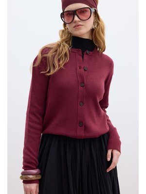 Bordo Yumuşak Dokulu Triko Hırka Bordo Yumuşak Dokulu Triko Hırka