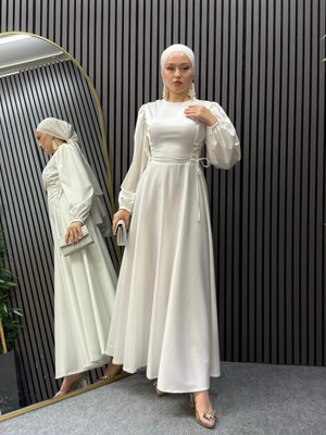 Beyaz Mira Abiye Elbise