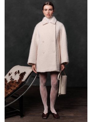 Ekru Kruvaze Kapama Kaşe Kaban