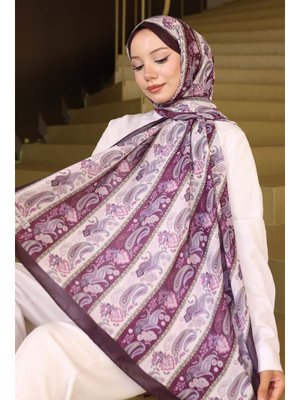 Mor Etnik Desenli Şal