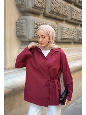 Bordo Yandan Bağlamalı Gömlek