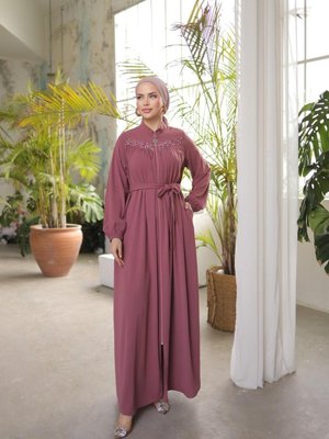 Koyu Pembe Robalı Boncuklu Ferace Koyu Pembe Robalı Boncuklu Ferace
