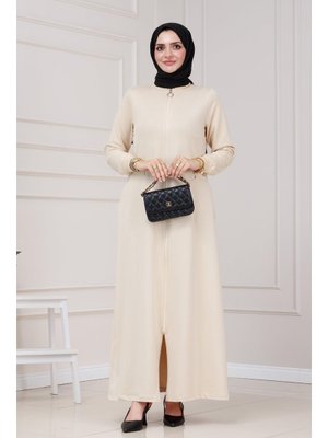 Bej İki İplik Cepli Ferace