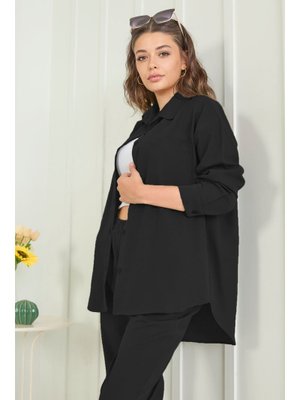 Siyah Sıyah Tunik Pantolon İkili Takım