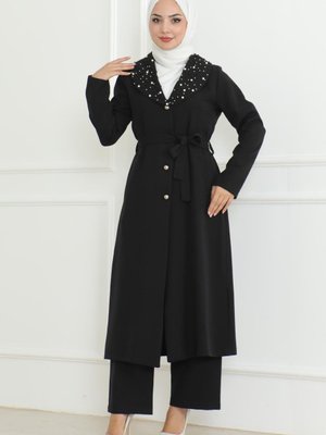 Siyah İnci Detaylı İkili Takım