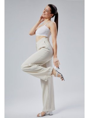 Rengi Salaş Kesim Modal Dokuma Pantolon Taş