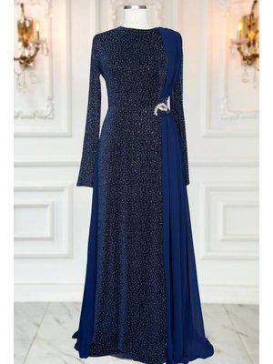 İndigo Nil Abiye Elbise