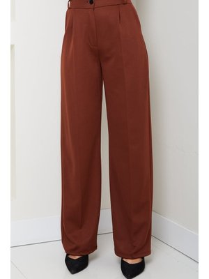 Kahve Mihre Çımalı Palazzo Pantolon