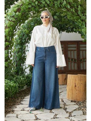 Koyu Mavi Denim Pantolon Etek Koyu Mavi Denim Pantolon Etek