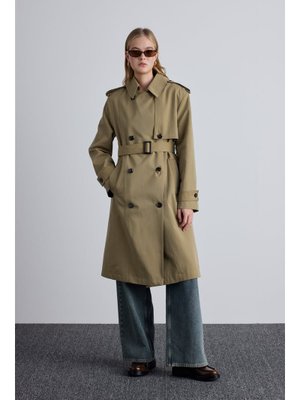 Haki Anıka Kruvaze Kemerli Trençkot Haki Anıka Kruvaze Kemerli Trençkot