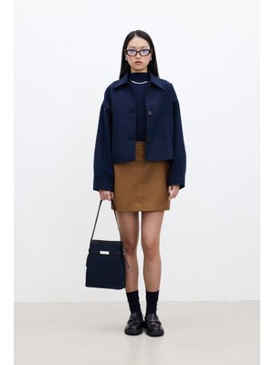 Lacivert Dori Kısa Kaşe Kaban