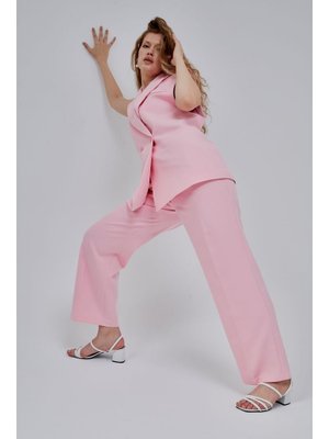 Pembe Salaş Kesim Dökümlü Pantolon