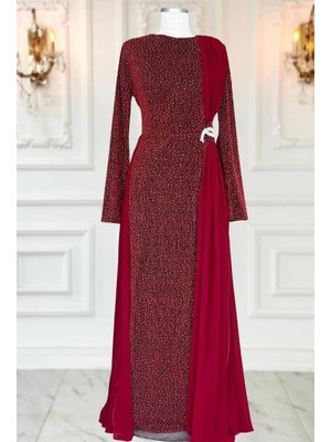 Bordo Nil Abiye Elbise Bordo Nil Abiye Elbise