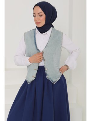Mavi Tint Denim Kısa Yelek