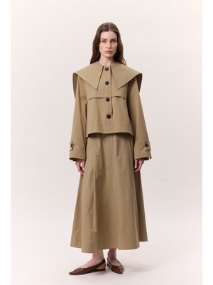 Geniş Yaka Gabardin Ceket Kum Geniş Yaka Gabardin Ceket Kum