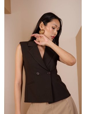 Acı Kahve Regular Fit Astarlı Dokuma Yelek