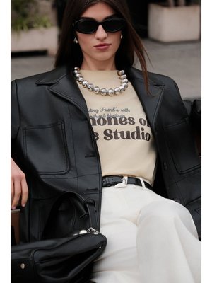Siyah Retro Deri Ceket Siyah Retro Deri Ceket