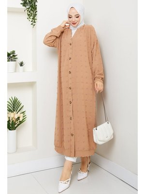 Vizon V Yaka Ponpon Detaylı Düğmeli Kap