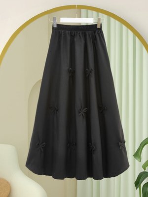 Siyah Beli Lastikli Fiyonk Detaylı Poplin Etek Siyah Beli Lastikli Fiyonk Detaylı Poplin Etek