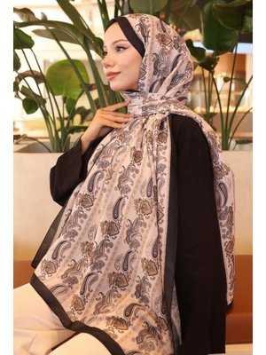 Bej Etnik Desenli Şal