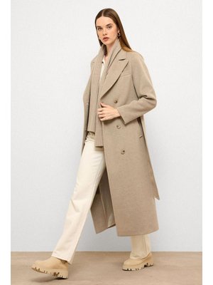 Ceket Yaka Kruvaze Ara Boy Kaban Taş Melanj