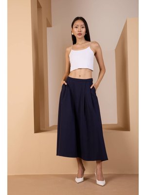 Lacivert Salaş Kesim Dokuma Etek