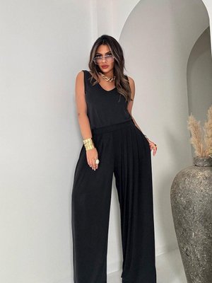 Siyah Modal Kumaş Pileli Pantolon Siyah Modal Kumaş Pileli Pantolon