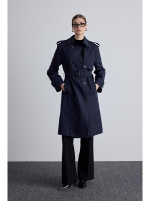 Lacivert Anıka Kruvaze Kemerli Trençkot Lacivert Anıka Kruvaze Kemerli Trençkot