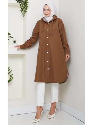 Kapüşonlu İçi Çizgili Mevsimlik Taba Trenç