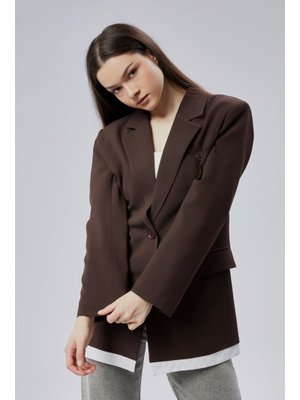 Acı Kahve Oversize Uzun Blazer Ceket