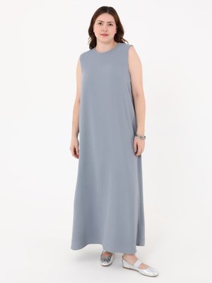 Gri Mavi Büyük Beden Kolsuz Aerobin Elbise Gri Mavi Büyük Beden Kolsuz Aerobin Elbise