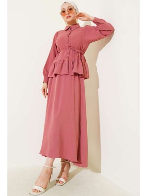 Pembe Ayrobin İp Bağcıklı Etekli İkili Takım