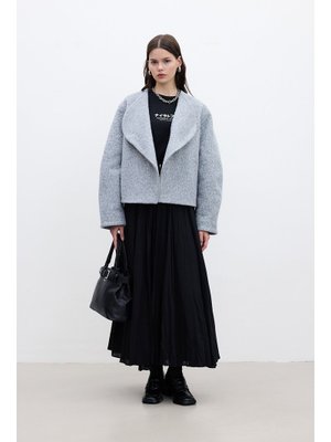 Gri Jacquelıne Kısa Kaşe Kaban