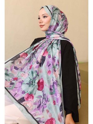 Su Yeşili Desenli Şal