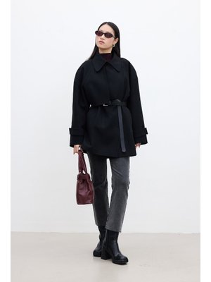 Siyah Mari Kruvaze Trenç Kaban Siyah Mari Kruvaze Trenç Kaban