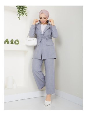 Gri Ceketli Keten Takım Gri Ceketli Keten Takım