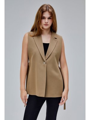 Koyu Haki Regular Astarlı Dokuma Yelek